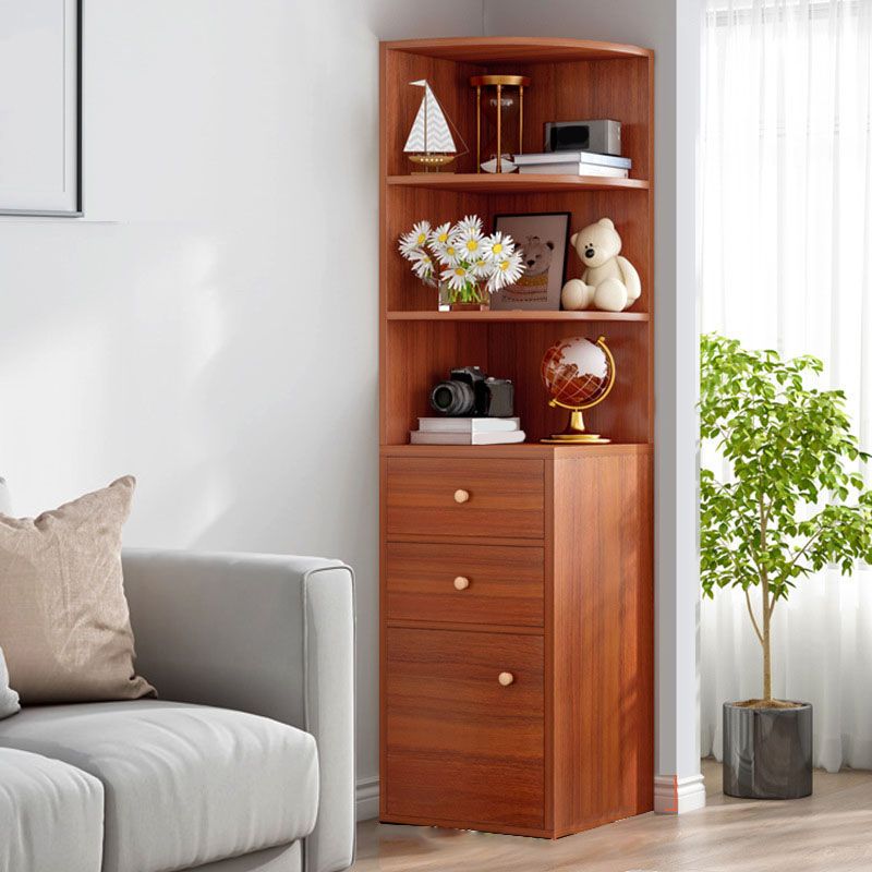 Modern Wooden Bookcase Storage and Display Shelves 64.2" H X 15.7" W Bookshelf with Drawer