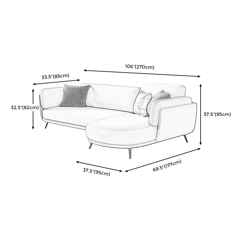 Faux Leather Scandinavian L-Shape Sectional with Pillowed Back Cushions