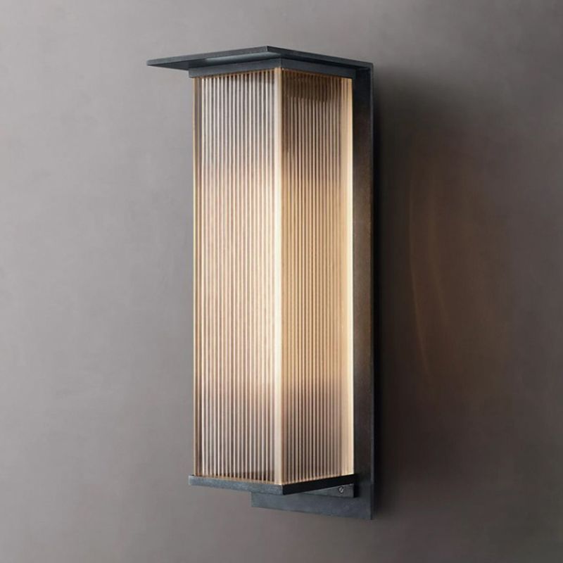 Metal and Acrylic LED Wall Light Modern Rectangle Wall Mount Fixture in Black & Clear