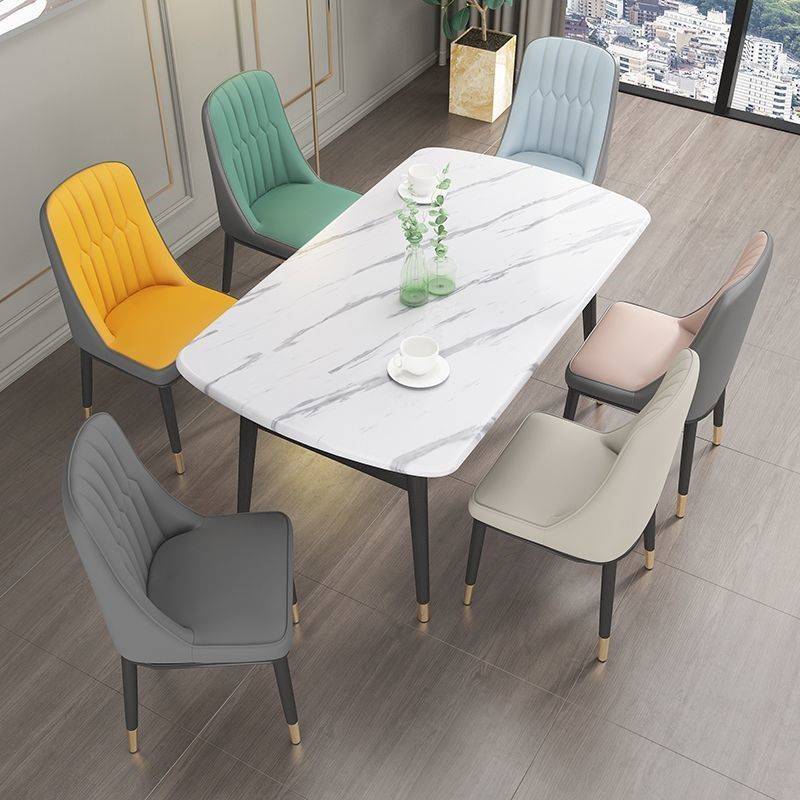 Glam Parsons Dining Side Chair Leather Indoor Dining Chair with Metal Legs