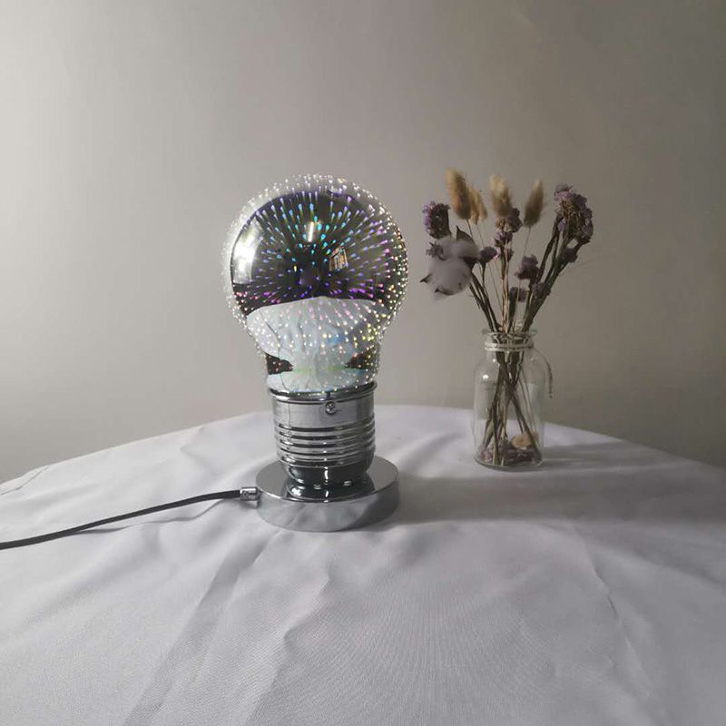 3D Mirrored Glass Ball Night Lamp Postmodern 1 Head Table Light in Chrome