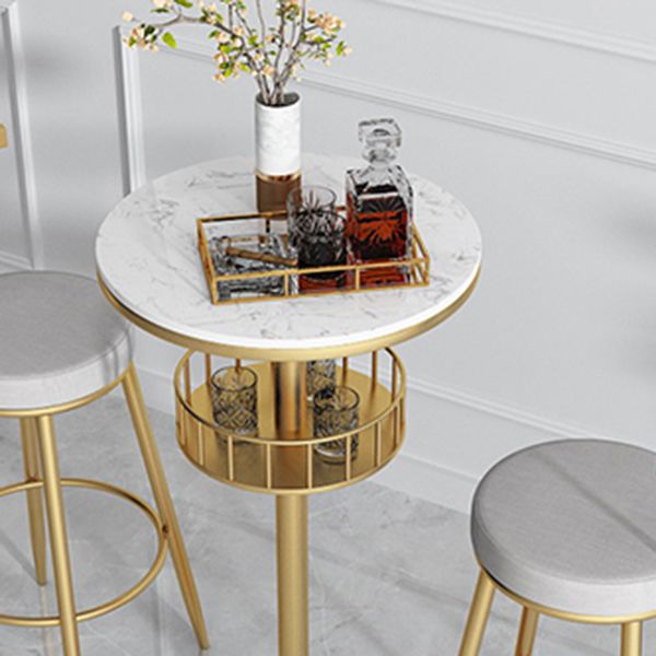 42-inch Height Cocktail Bar Table Modern Metal Base Bar Height Storage Table