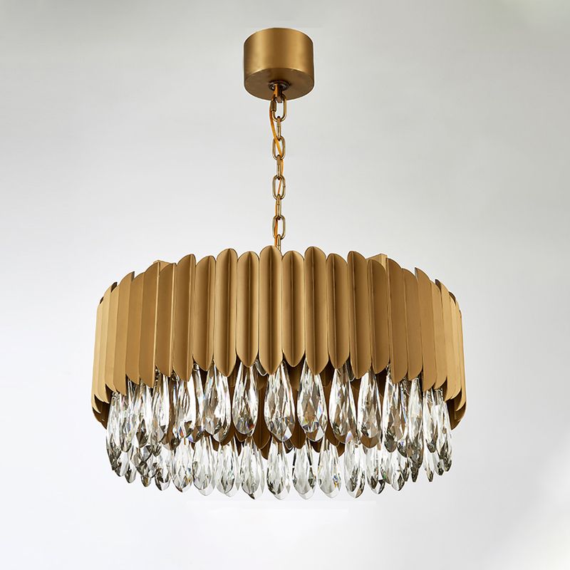 Contemporary Style Geometry Shape Chandelier Lights 9 Light Crystal Hanging Lights