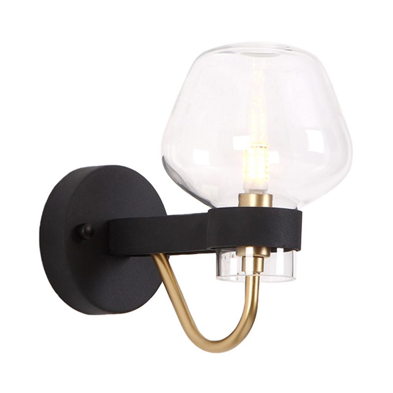 Urn Sconce Light Traditional 1 Head Clear/Amber/Smoke Gray Glass Wall Lighting Fixture for Living Room