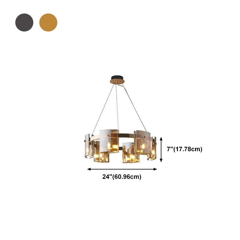Moderner Kronleuchter helles Glas Metall Anhänger Licht für Wohnzimmer