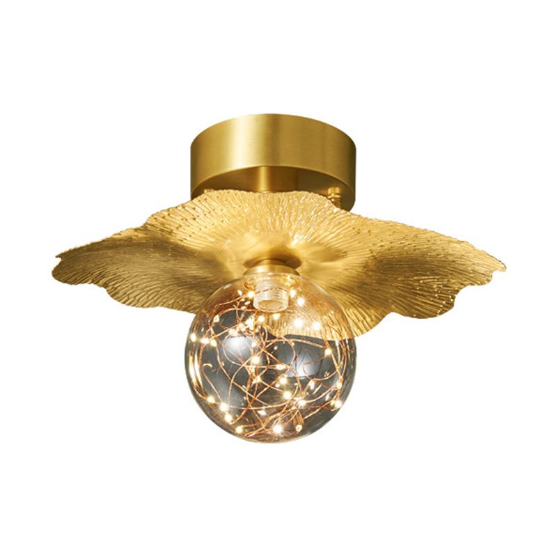Modern Creative Style Ceiling Lamp Brass and Glass Lighting Fixture in Gold for Hallway