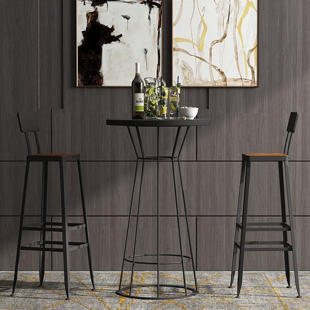 Solid Wood Bar Table Round Dining Table - 23.6" L X 23.6" W X 41.3" H