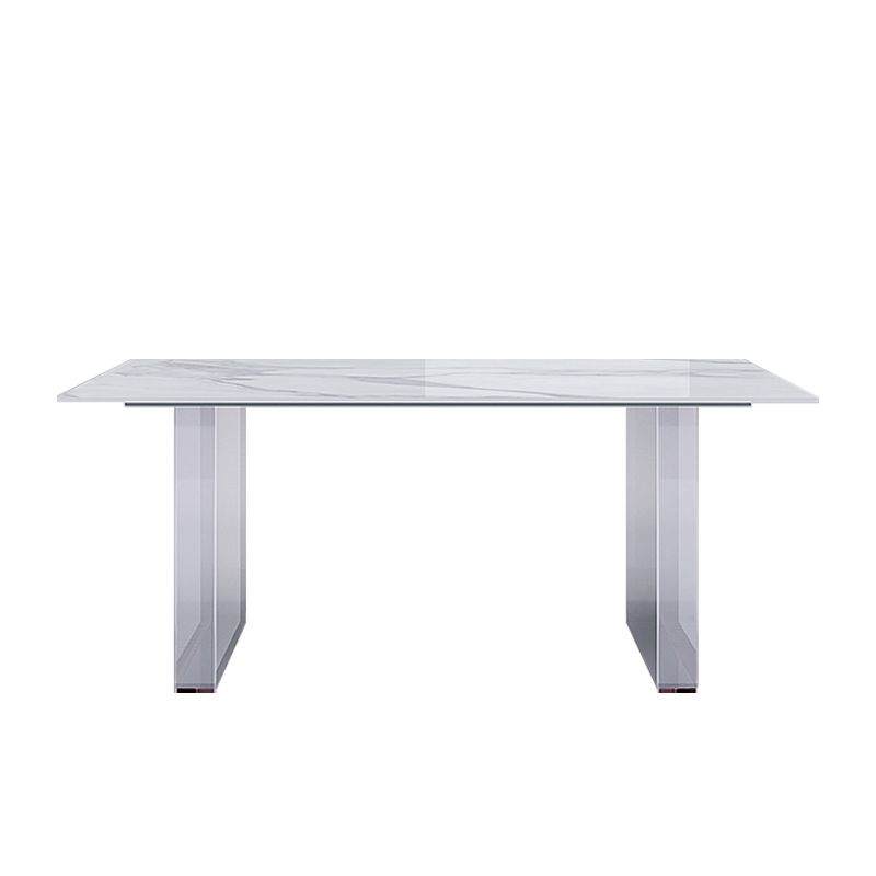Stone Center Top Dining table Acrylic Double Pedestal Modern White Dinette Table