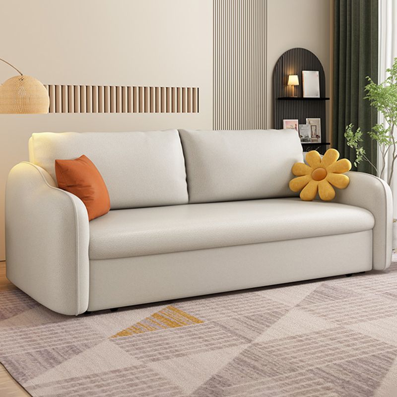 Contemporary Faux Leather Sleeper Sofa 30.7"H Slope Arm Sofa Bed