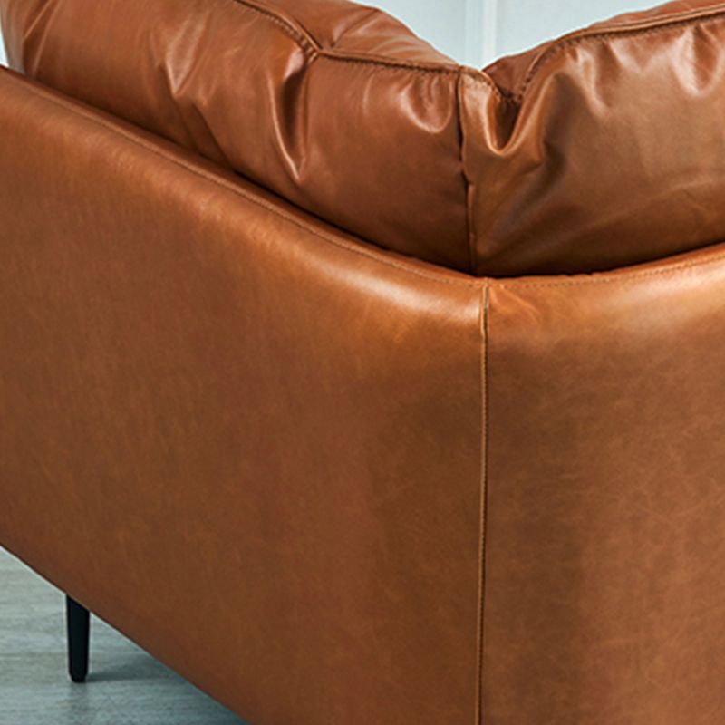 Contemporary Tuxedo Arm Sofa 38.58" Wide Faux Leather Sofa with Loose Back