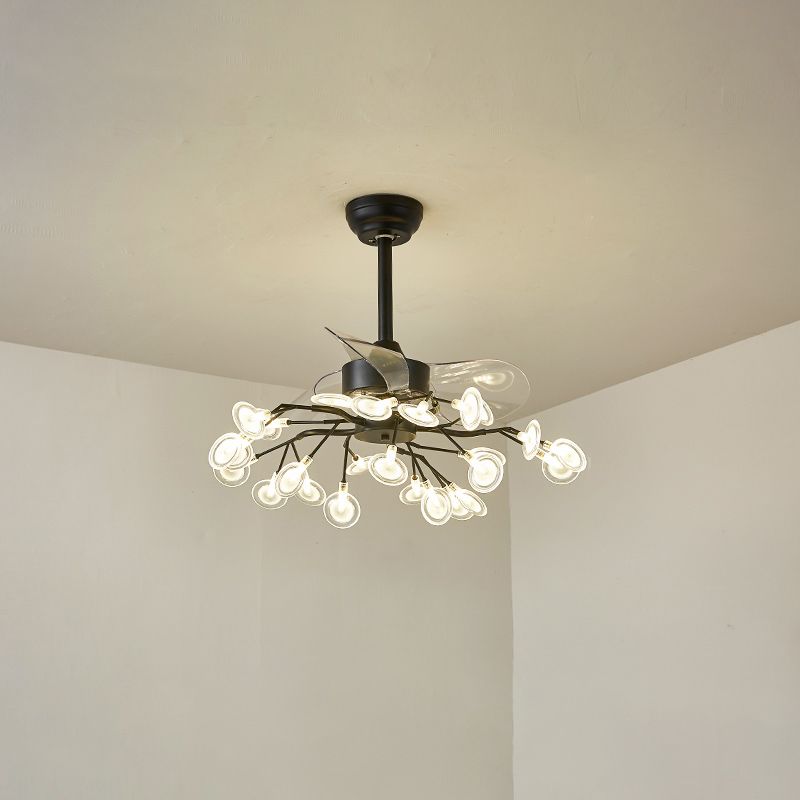 3-Blade Acryl Firefly Deckenlüfter Leicht minimalistische LED-Semi-Flush für Wohnzimmer