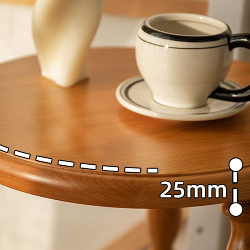 Rustic Solid Wood End Table 14.2" Tall Round 3 Legs Sofa Side Accent Table