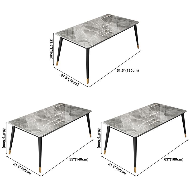 Contemporary Style Stone Dining Table Rectangle 4 Legs Table for Dining Room