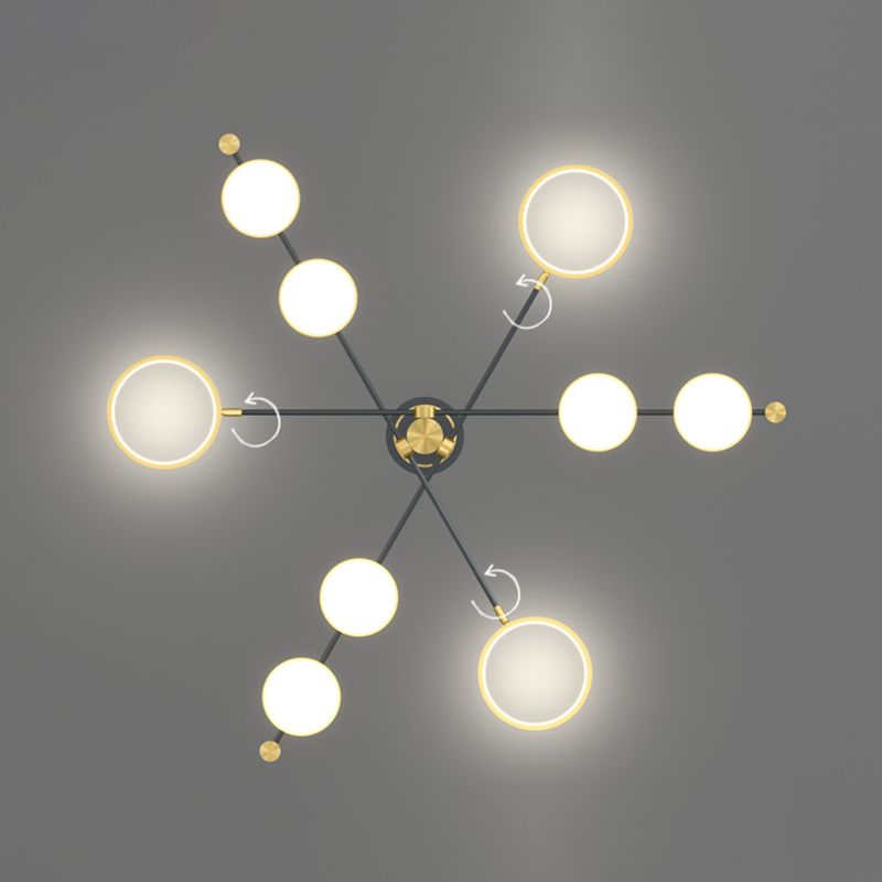 Araña LED moderna anillos múltiples luces de techo colgantes araña de metal orbe de metal