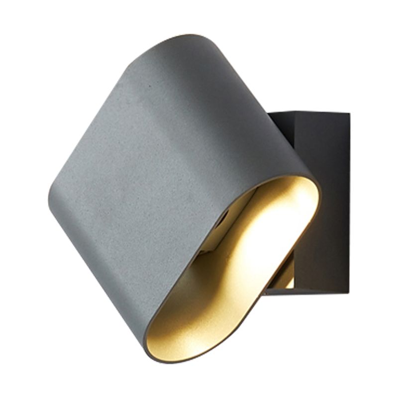 Round Edge Cuboid Wall Sconce Light Simple Metal LED Black/Grey/White Wall Mount Light for Corridor