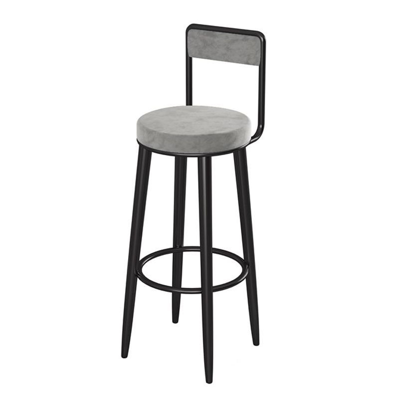 Glam Upholstered Dining Stools Round Armless Bar Stools with Footrest