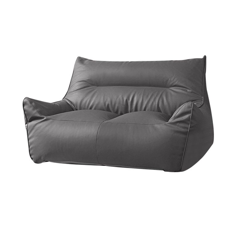 Modern Faux Leather Pillow Top Arm Sofa Sewn Pillow Back Sofa for Apartment