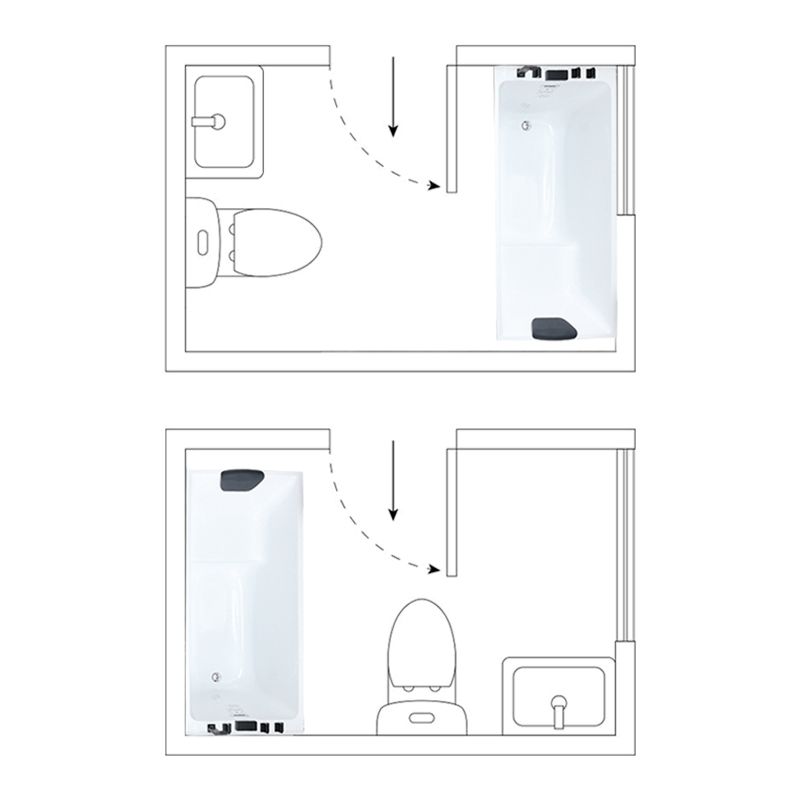 Acrylic Soaking Tub with Left Drain in White Rectangle Freestanding Bathtub