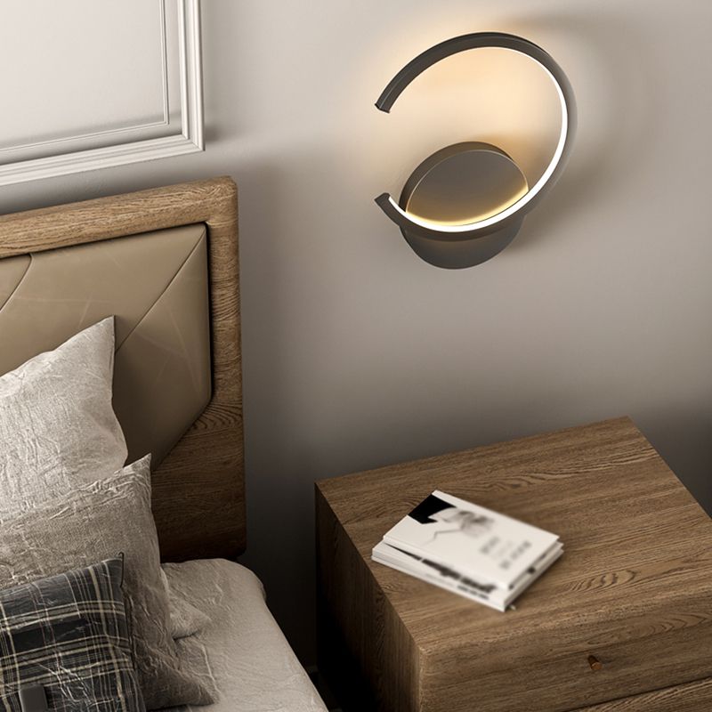 Lampada a monte a parete a forma rotonda a LED Lampada con applique da parete in metallo per camera da letto