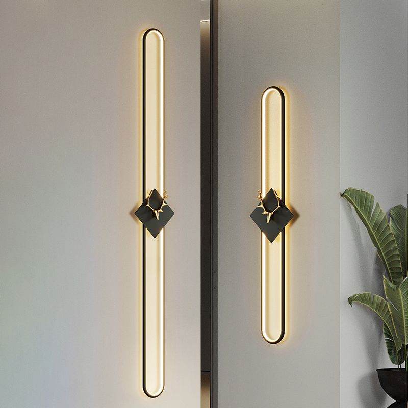 Oval Shape Metal Wall Light Modern Style 1 Light Wall Lighting Idea