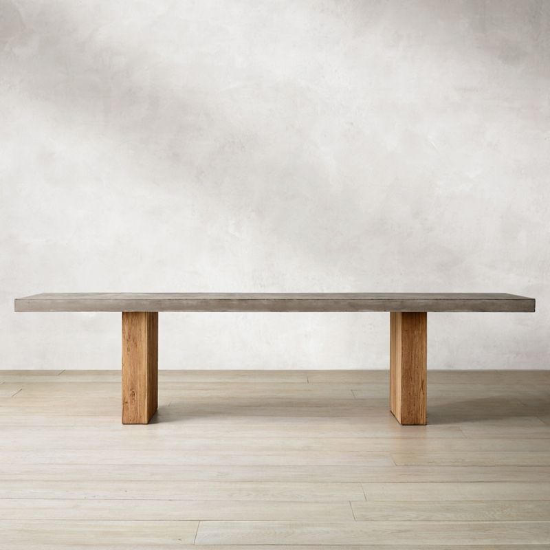 Rectangle Double Pedestal Dining Table Modern Wood Base Table for Kitchen