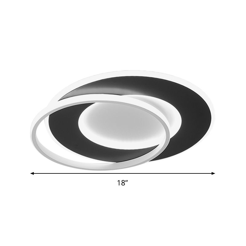 18"/22" Wide Ring Flush Mount Light Modern Acrylic Black LED Ceiling Fixture in Warm/White Light/Remote Control Stepless Dimming