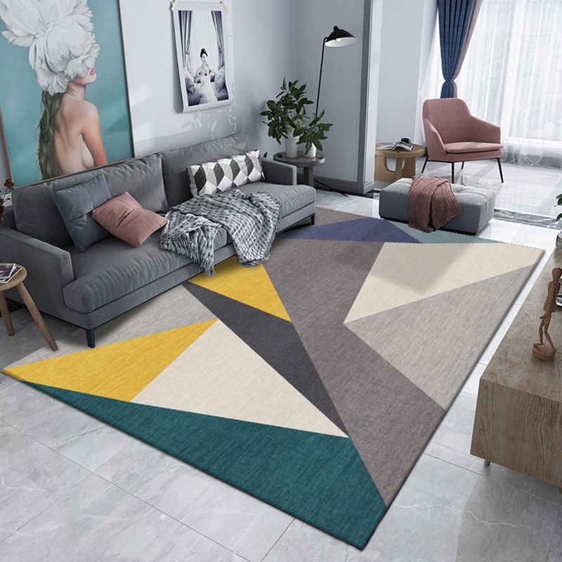 Mehrfarbiger moderner Innenteppich aus Polyester mit geometrischem Druck, pflegeleichter Teppich für die Heimdekoration