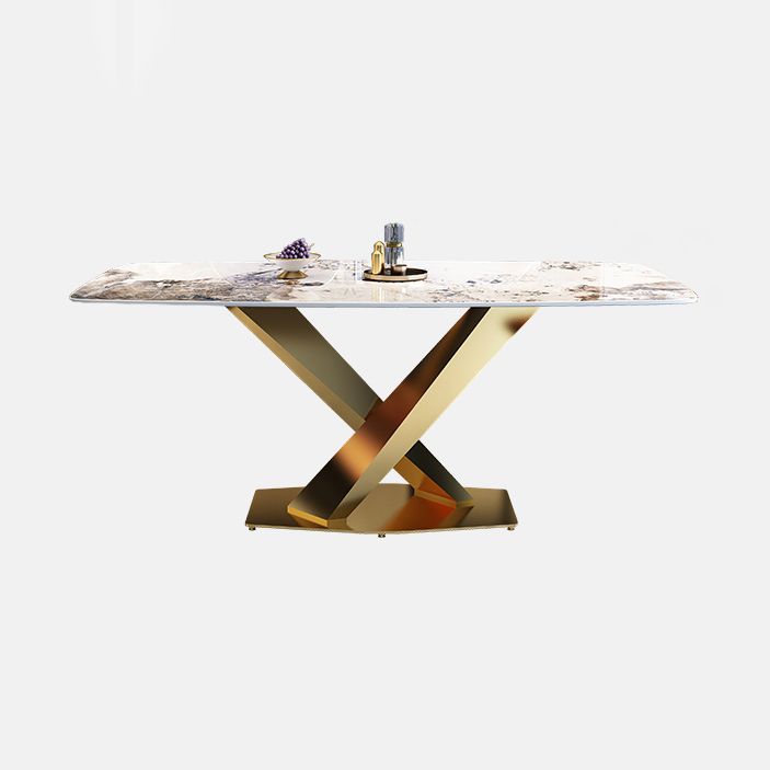 Standard Sintered Stone Top Dining Set with 1 Gold Metallic Legs for Dining Furniture