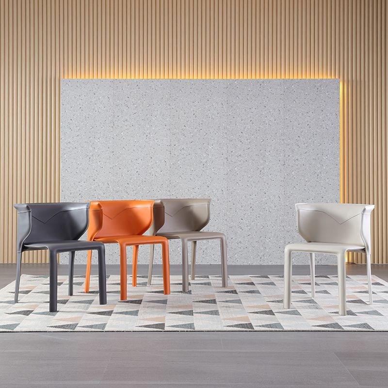 Contemporary Leather Dining Chair Armless Wingback Side Chair for Home Use