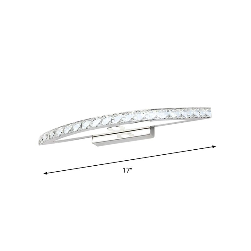Curved Vanity Lighting Modern Style Clear/Champagne Crystal 17"/21" W LED Wall Mounted Lamp, Warm/White Light