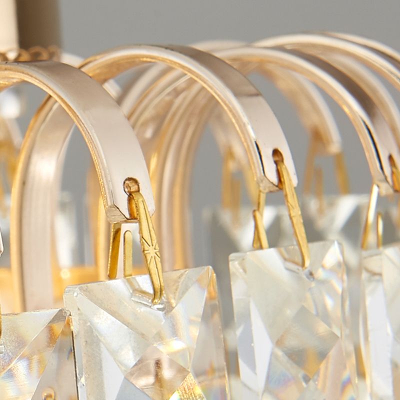 16 "/19.5" Breite Kristall Prisma Flush Montage Beleuchtung mit runden Schatten moderne LED Deckenbefestigung in Brass