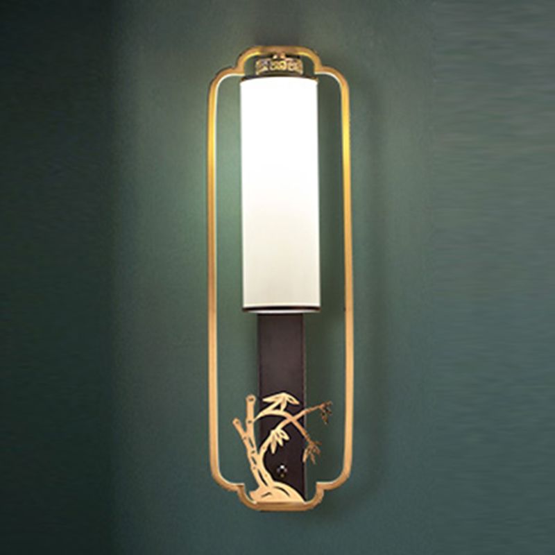 New Chinese Style Copper Wall Light Glass Shade Bulb Wall Lamp for Living Room