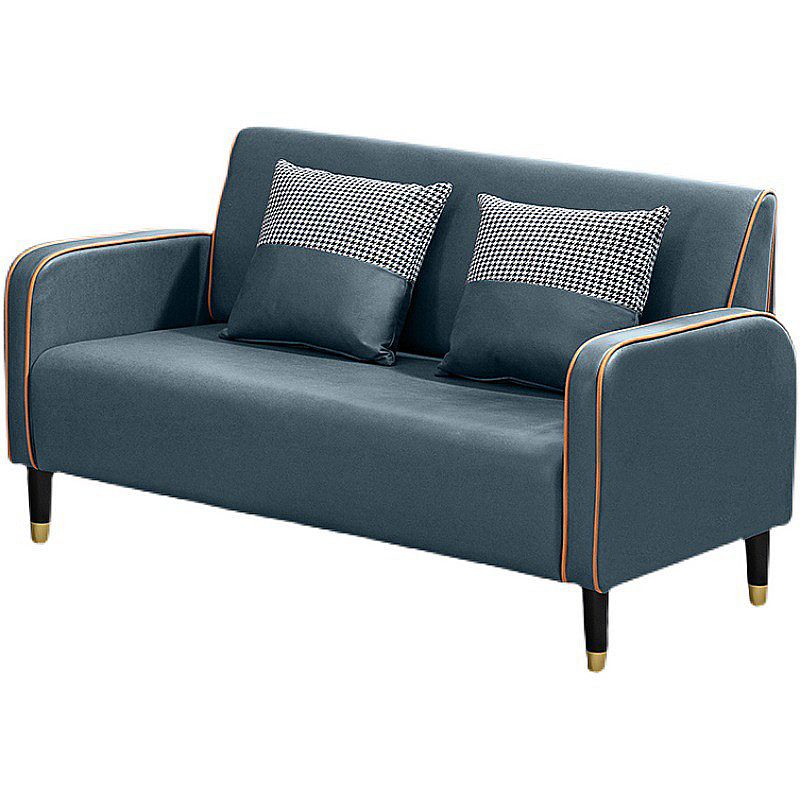 Scandinavian Tight Back Sofa Square Arm Loveseat with 4 Wooden Legs