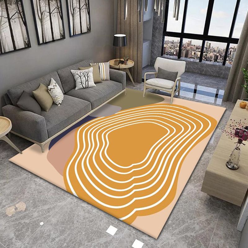 Light Orange Modern Rug Color Piece Polyester Rug Tear Resistant Rug for Living Room