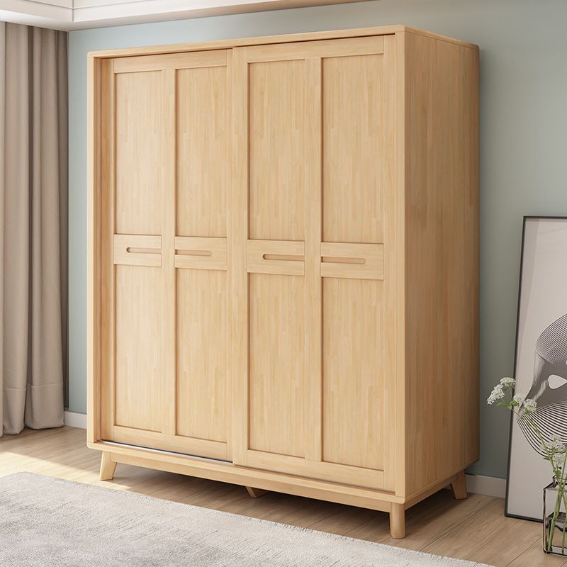Contemporary Rubberwood Storage Cabinet Sliding Door Cabinet with Legs