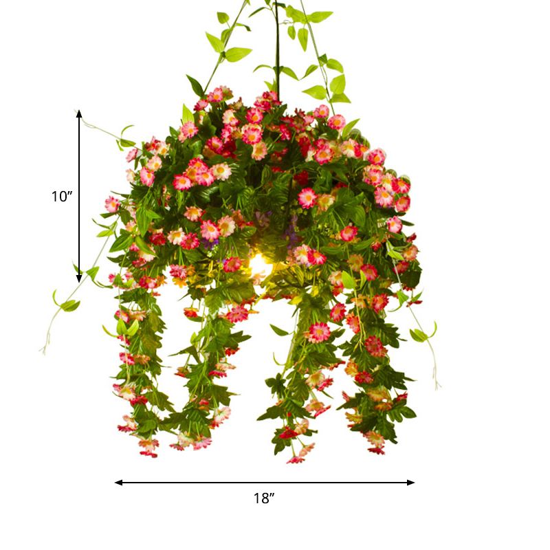 Warehouse Basket Flower Basked Drop Light 1 Light Iron Iron Impiccing Light in nero con gabbia di filo per il ristorante