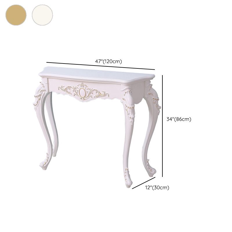 Free Form Shape Contemporary Console Table Wood Console Sofa Table in White