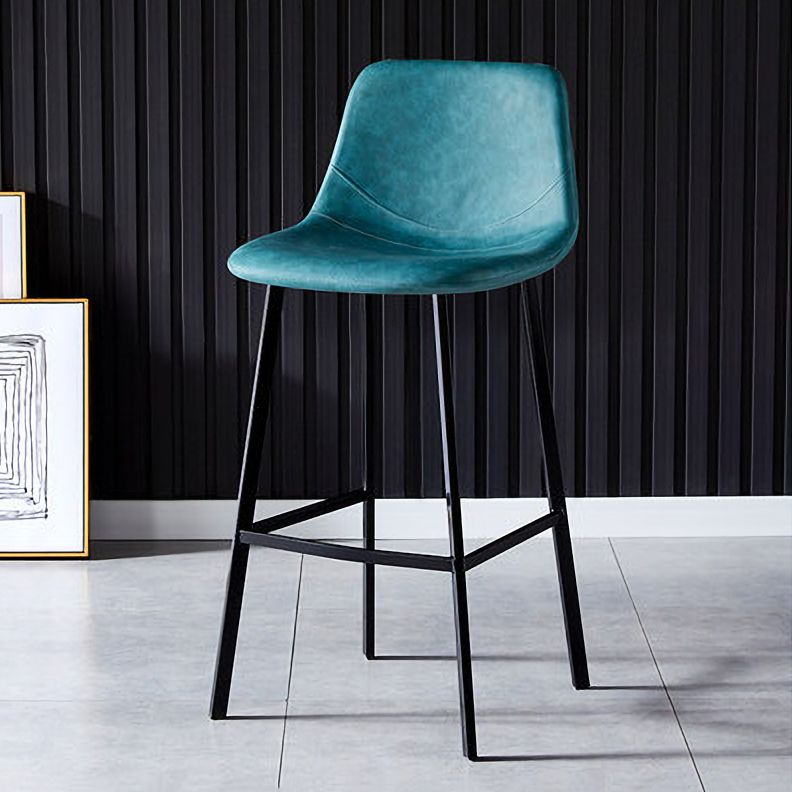 Contemporary Design Leather Counter Stool Low Back Armless Stools with Metal Base