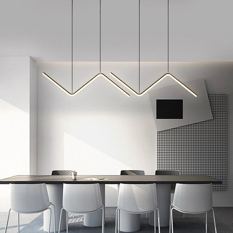 Polyline Island Chandelier Lights Simplicity Aluminum Chandelier Lighting Fixtures for Dining Table