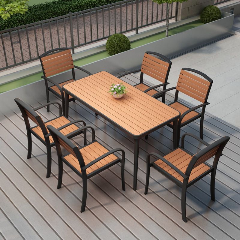 Industrial 1/5/7 Pieces Metal Dining Set Reclaimed Wood Table Set for Outdoor