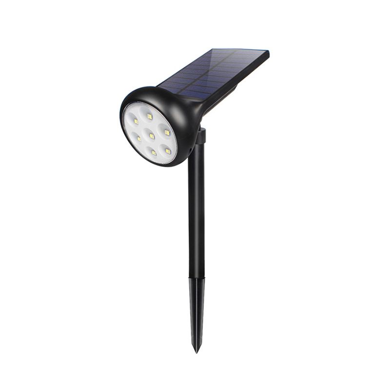 Round LED Lawn Lighting Simplicity Plastic Black Solar Stake Spotlight for Outdoor, 5 Pcs