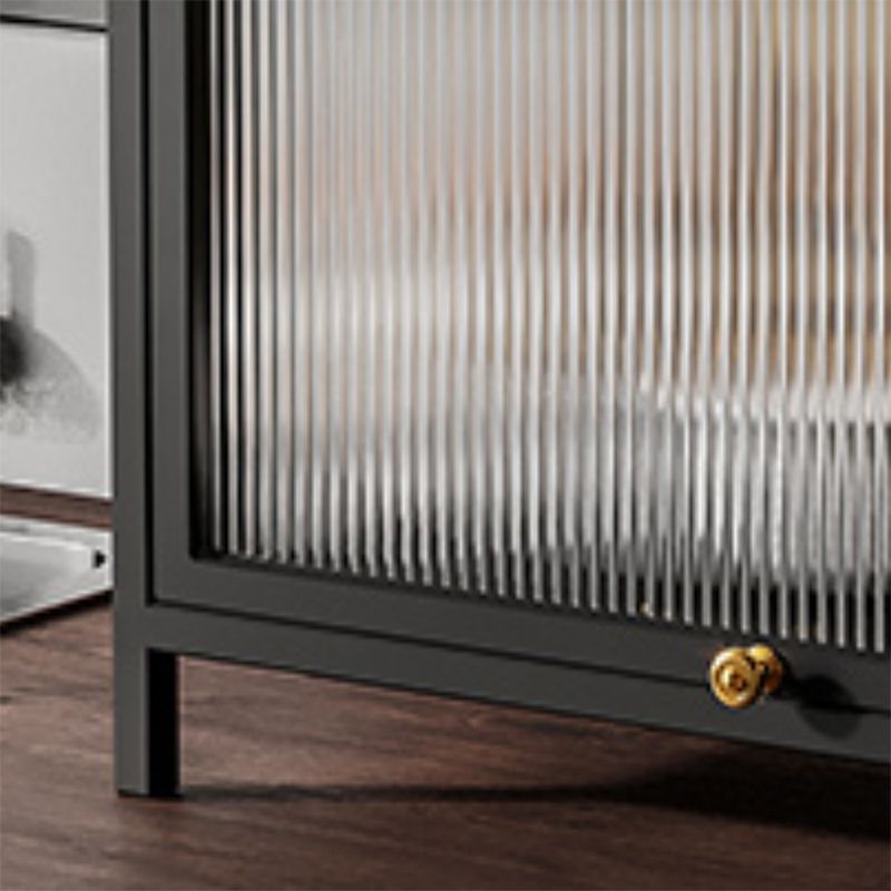 Contemporary Curio Cabinet Glass Doors Metal Display Cabinet with Doors