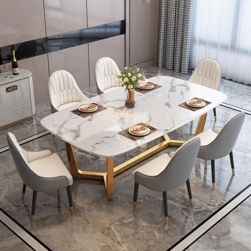 Luxury Rectangle Sintered Stone Top Dining Set 1/2/5/6/7 Pieces Dining Table with Chairs