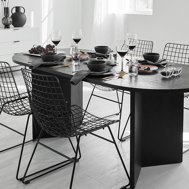 Modern Wood Dining Table Oval Black Dinner Table for Dining Room