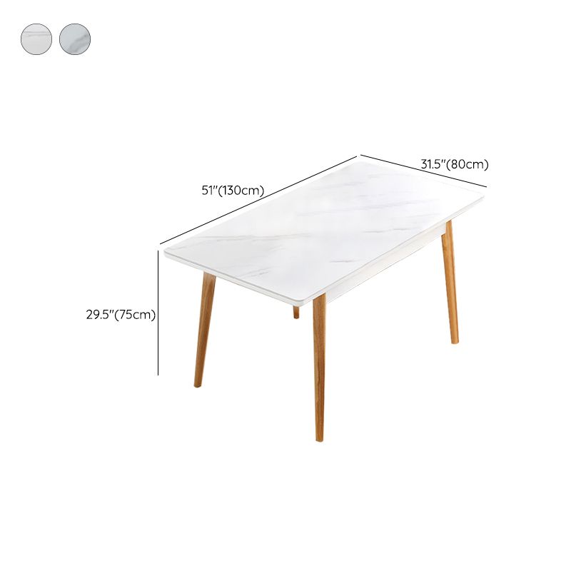 7 Pieces Modern Style White Top Solid Wood Base Dining Set for Home