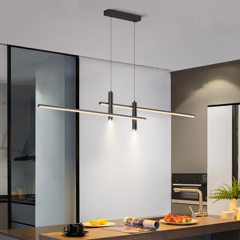 Linear Kitchen Island Lighting Fixture Metal LED Minimalist Island Pendant Light