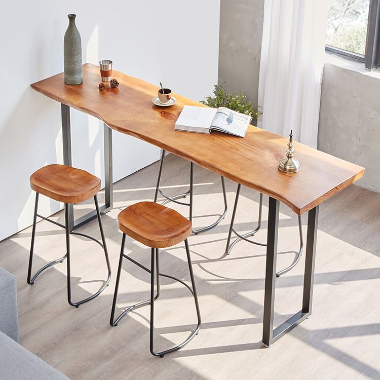 Luxury Rectangle Bar Table Set 1/2/4/5 Pieces Pine Wood Counter Table with Stools