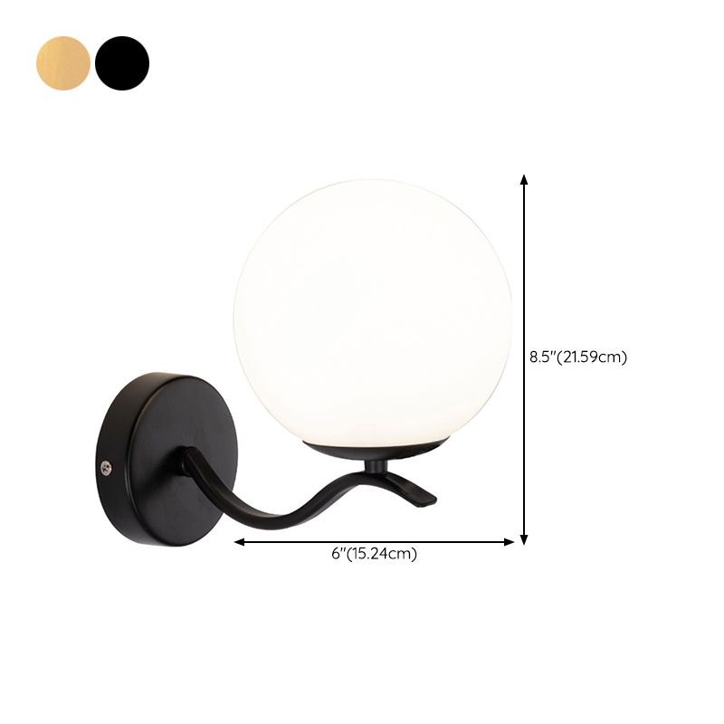 Modern Style Wall Lamp 1-Light Spherical with Glass Shade for Bedroom