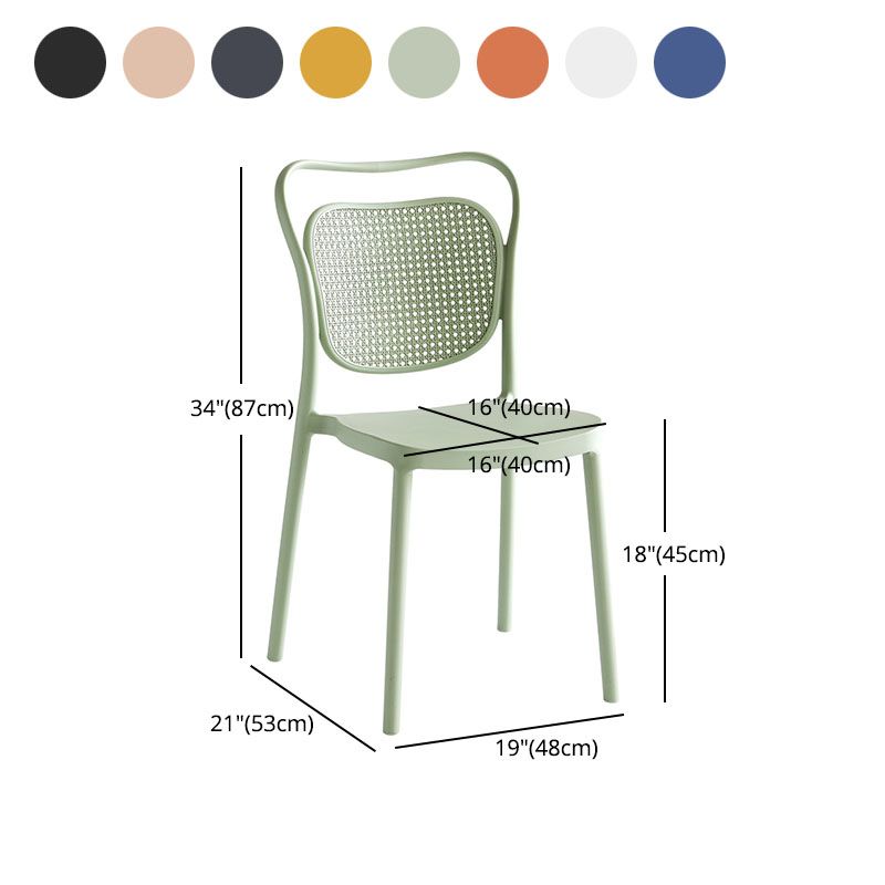 Sillas sin brazos de comedor de plástico de diseño escandinavo para el hogar, silla lateral con respaldo abierto
