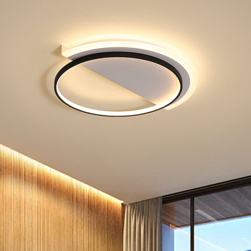 Acrylic Semicircle Ceiling Light Fixture Nordic LED Black Flush Mount Lighting, 18"/21.5" Width